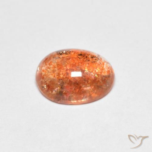 Pierre de soleil Orange chaud naturelle ovale, 1.37 ct, Translucide