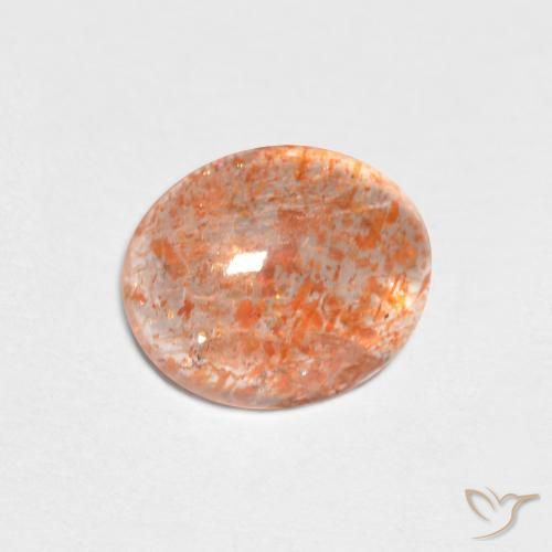 Pierre de soleil Orange moyen naturelle ovale, 1.51 ct, Translucide