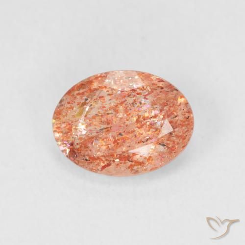 1.19ct Naturel Medium Light-Orange Pierre de soleil, ovale, Translucide