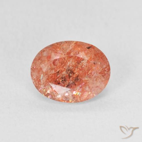 1.07ct Naturel Orange rougeâtre Pierre de soleil, ovale, Translucide