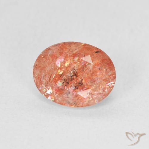 Pierre de soleil Orange rougeâtre naturelle ovale, 1.07 ct, Translucide