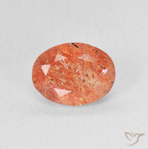 1.24ct Naturel Orange moyen Pierre de soleil, ovale, Translucide