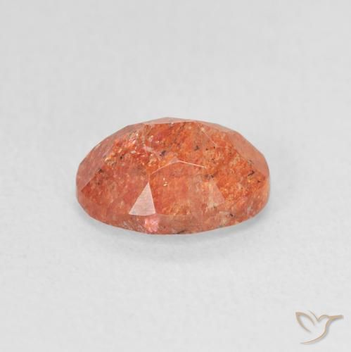 Pierre de soleil Orange moyen naturelle ovale, 1.24 ct, Translucide