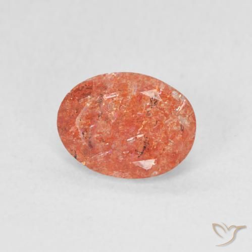 Pierre de soleil Orange moyen naturelle ovale, 0.99 ct, Translucide