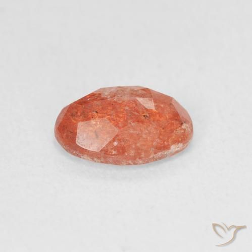 Pierre de soleil Orange moyen naturelle ovale, 0.99 ct, Translucide