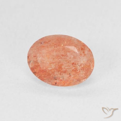 Pierre de soleil Orange moyen naturelle ovale, 1.22 ct, Translucide