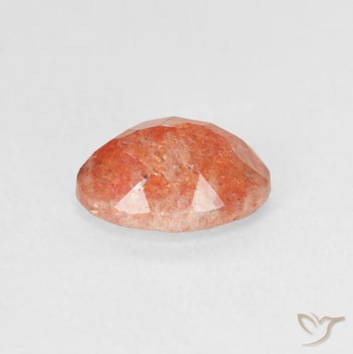 Pierre de soleil Orange moyen naturelle ovale, 1.22 ct, Translucide