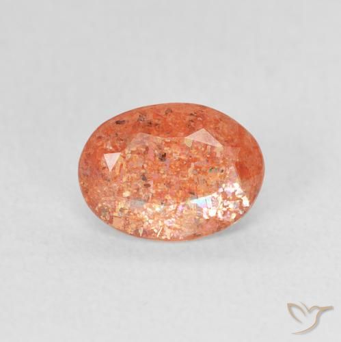 1.13ct Naturel Orange vif Pierre de soleil, ovale, Translucide