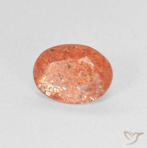 Pierre de soleil Orange vif naturelle ovale, 1.13 ct, Translucide