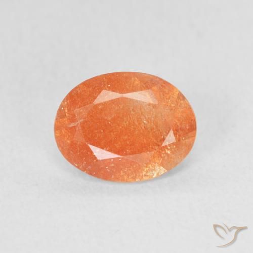 1.00ct Naturel Orange moyen Pierre de soleil, ovale, Translucide