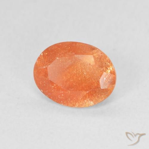 Pierre de soleil Orange moyen naturelle ovale, 1.00 ct, Translucide