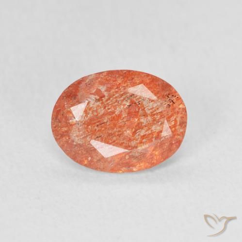 0.92ct Naturel Orange vif Pierre de soleil, ovale, Translucide