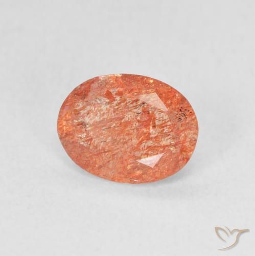 Pierre de soleil Orange vif naturelle ovale, 0.92 ct, Translucide