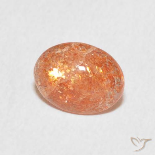Pierre de soleil Orange gingembre naturelle ovale, 0.88 ct, Translucide