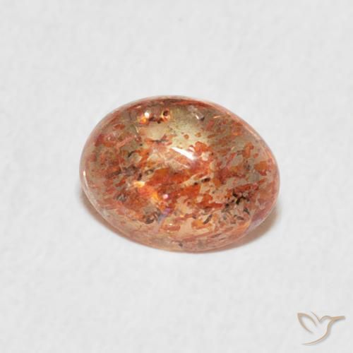 Pierre de soleil Orange chaud naturelle ovale, 0.85 ct, Translucide