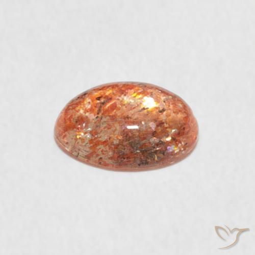 Pierre de soleil Orange chaud naturelle ovale, 0.85 ct, Translucide