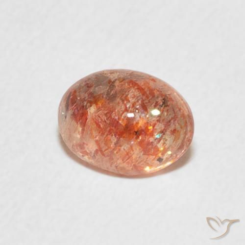 Pierre de soleil Orange moyen naturelle ovale, 1.04 ct, Translucide