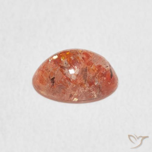 Pierre de soleil Orange moyen naturelle ovale, 1.04 ct, Translucide
