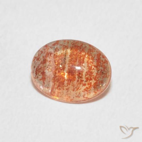Pierre de soleil Orange moyen naturelle ovale, 0.74 ct, Translucide