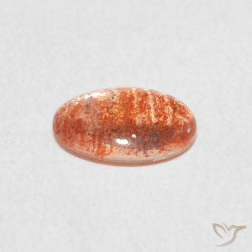 Pierre de soleil Orange moyen naturelle ovale, 0.74 ct, Translucide