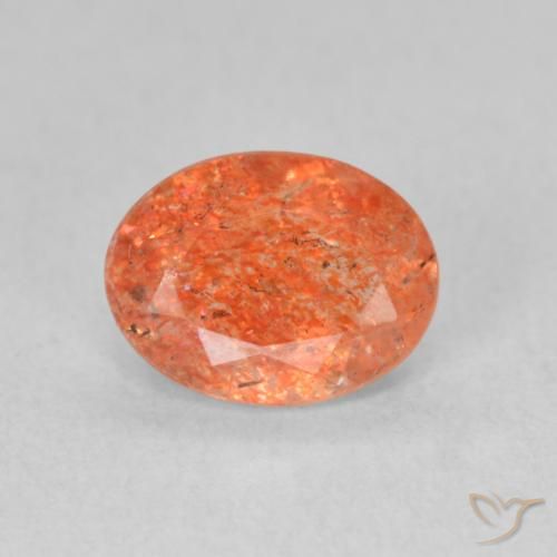 1.15ct Naturel Orange moyen Pierre de soleil, ovale, Translucide