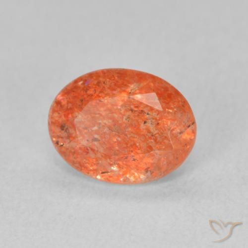 Pierre de soleil Orange moyen naturelle ovale, 1.15 ct, Translucide