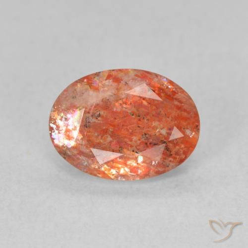 1.20ct Naturel Medium Light-Orange Pierre de soleil, ovale, Translucide
