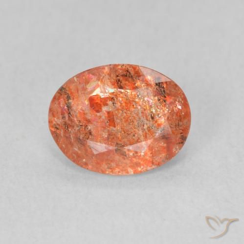 1.03ct Naturel Orange rougeâtre Pierre de soleil, ovale, Translucide