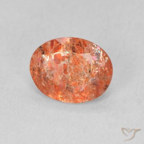Pierre de soleil Orange rougeâtre naturelle ovale, 1.03 ct, Translucide