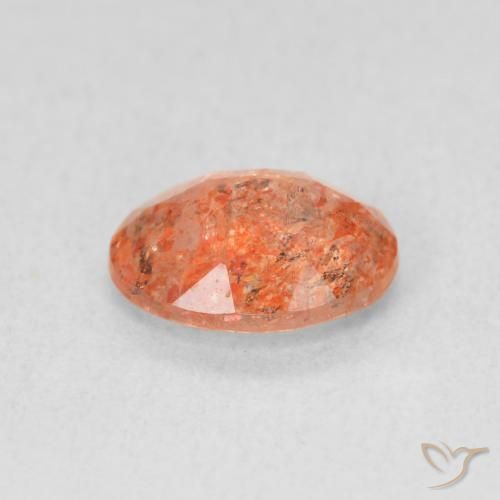 Pierre de soleil Orange rougeâtre naturelle ovale, 1.03 ct, Translucide