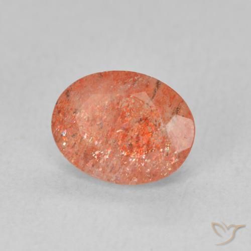 Pierre de soleil Orange gingembre naturelle ovale, 1.18 ct, Translucide