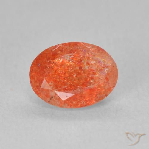 1.29ct Naturel Orange vif Pierre de soleil, ovale, Translucide