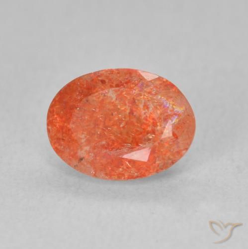 Pierre de soleil Orange vif naturelle ovale, 1.29 ct, Translucide