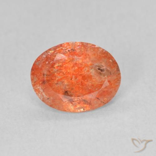 0.94ct Naturel Orange vif Pierre de soleil, ovale, Translucide