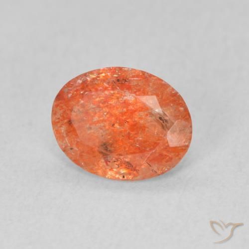 Pierre de soleil Orange vif naturelle ovale, 0.94 ct, Translucide