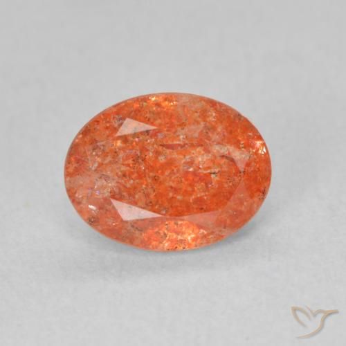 1.23ct Naturel Orange moyen Pierre de soleil, ovale, Translucide