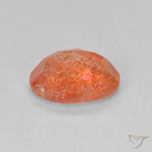 Pierre de soleil Orange moyen naturelle ovale, 1.23 ct, Translucide