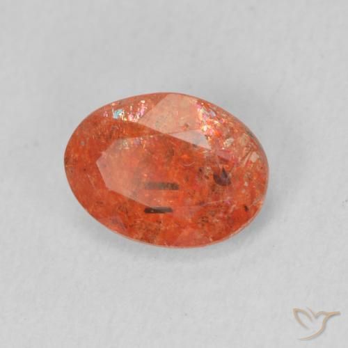 Pierre de soleil Orange feu naturelle ovale, 1.08 ct, Translucide