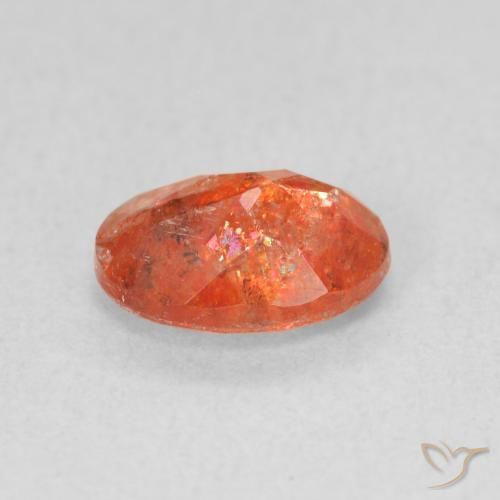 Pierre de soleil Orange feu naturelle ovale, 1.08 ct, Translucide