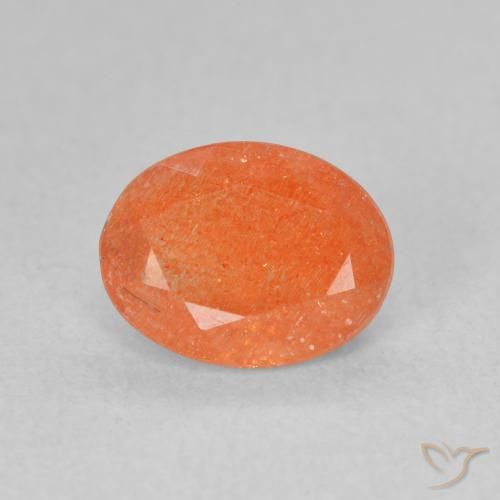 1.25ct Naturel Orange moyen Pierre de soleil, ovale, Translucide