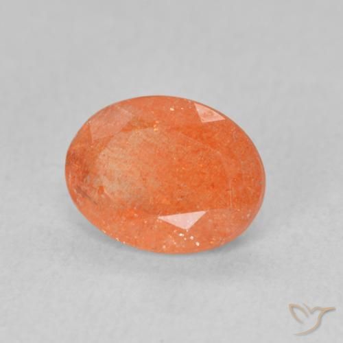 Pierre de soleil Orange moyen naturelle ovale, 1.25 ct, Translucide