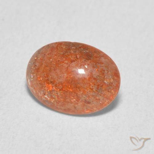 Pierre de soleil Orange moyen naturelle ovale, 1.04 ct, Translucide