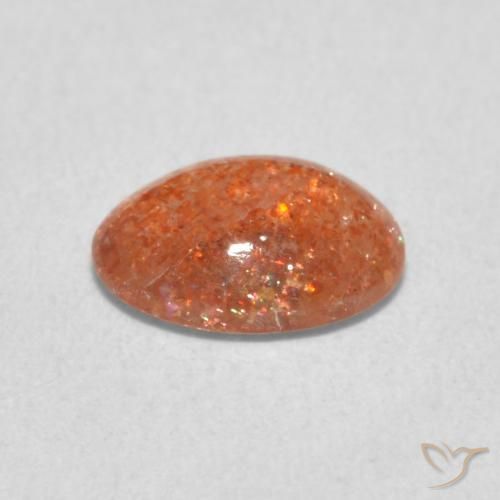 Pierre de soleil Orange moyen naturelle ovale, 1.04 ct, Translucide