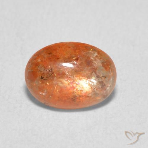 1.08ct Naturel Orange rougeâtre Pierre de soleil, ovale, Translucide