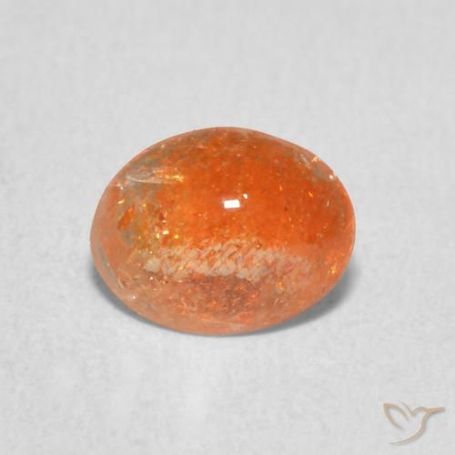 0.77ct Naturel Orange foncé Pierre de soleil, ovale, Translucide