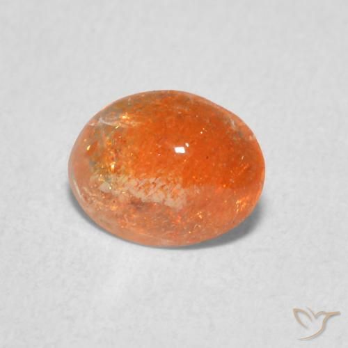 Pierre de soleil Orange foncé naturelle ovale, 0.77 ct, Translucide