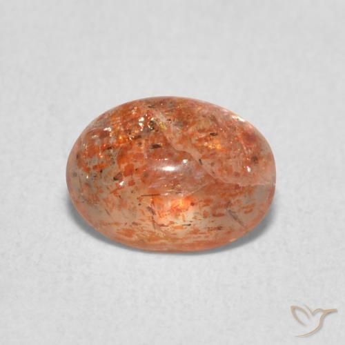 0.97ct Naturel Orange rougeâtre Pierre de soleil, ovale, Translucide
