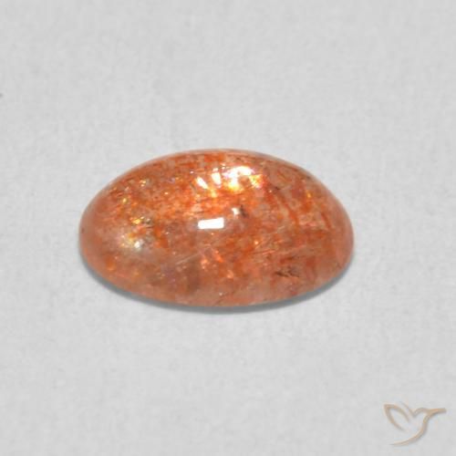 Pierre de soleil Orange rougeâtre naturelle ovale, 1.05 ct, Translucide