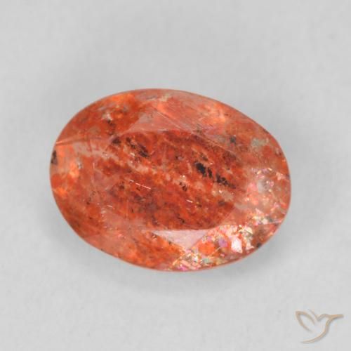 Pierre de soleil Ambre orange naturelle ovale, 1.03 ct, Translucide
