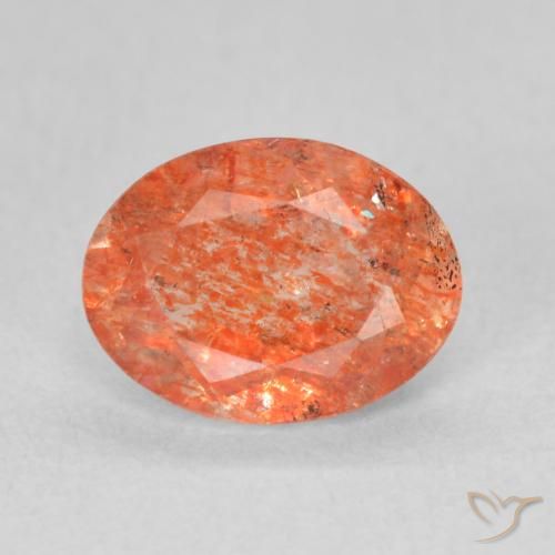 1.05ct Naturel Orange vif Pierre de soleil, ovale, Translucide